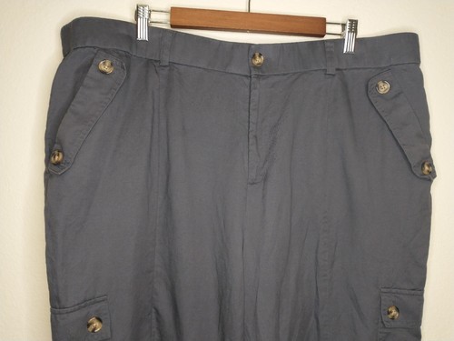 Torrid Pants Womens 22R Dark Gray Linen Blend Pants Cargo Button Pockets - Picture 2 of 13