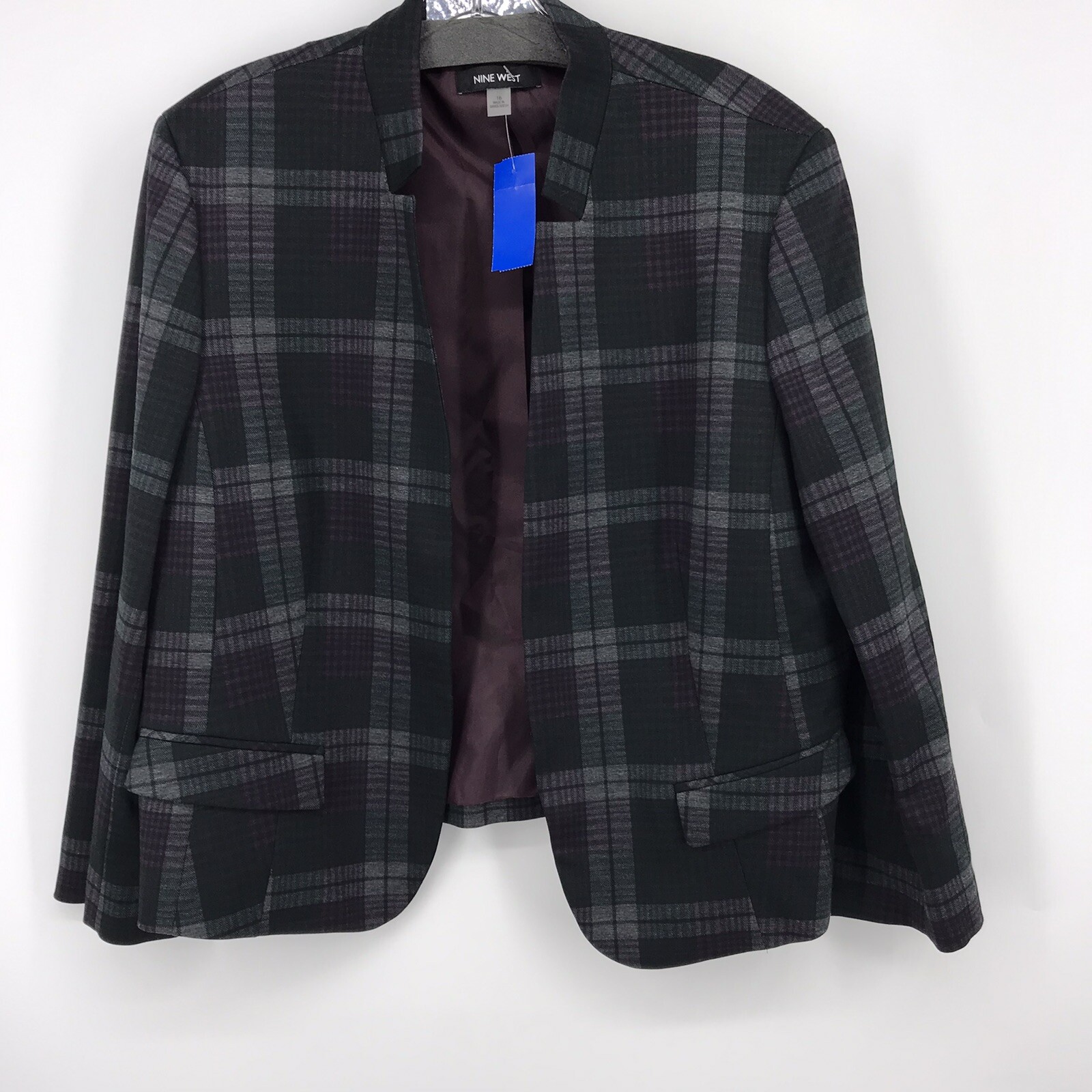 Green Purple Plaid Faux Pockets EUC | eBay