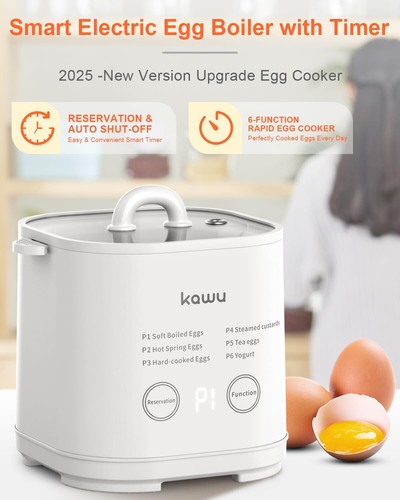 kawu 6-Function Egg Cooker for Hard Boiled Eggs Egg Boiler with Timer Egg Coo... - 第 2/9 張圖片