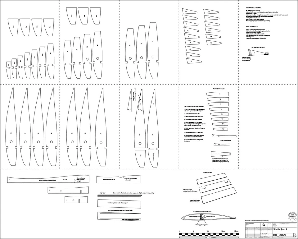 SCHEIBE SPATZ A. Segelflugzeug (Spanweite 3800 mm). Modellbauplan RC - Bild 4 von 4