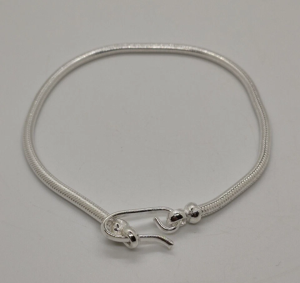 BRACCIALE SNAKE SERPENTE ARGENTO 700 UOMO TIBETANO CODA TOPO INDIA CM 20.3 S6.1 - Immagine 3 di 4