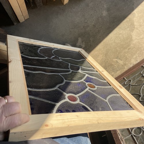 SG5063 Antique Painted And Fired Stained Glass Window Up In The Clouds 20.5 X 27 - Picture 9 of 9