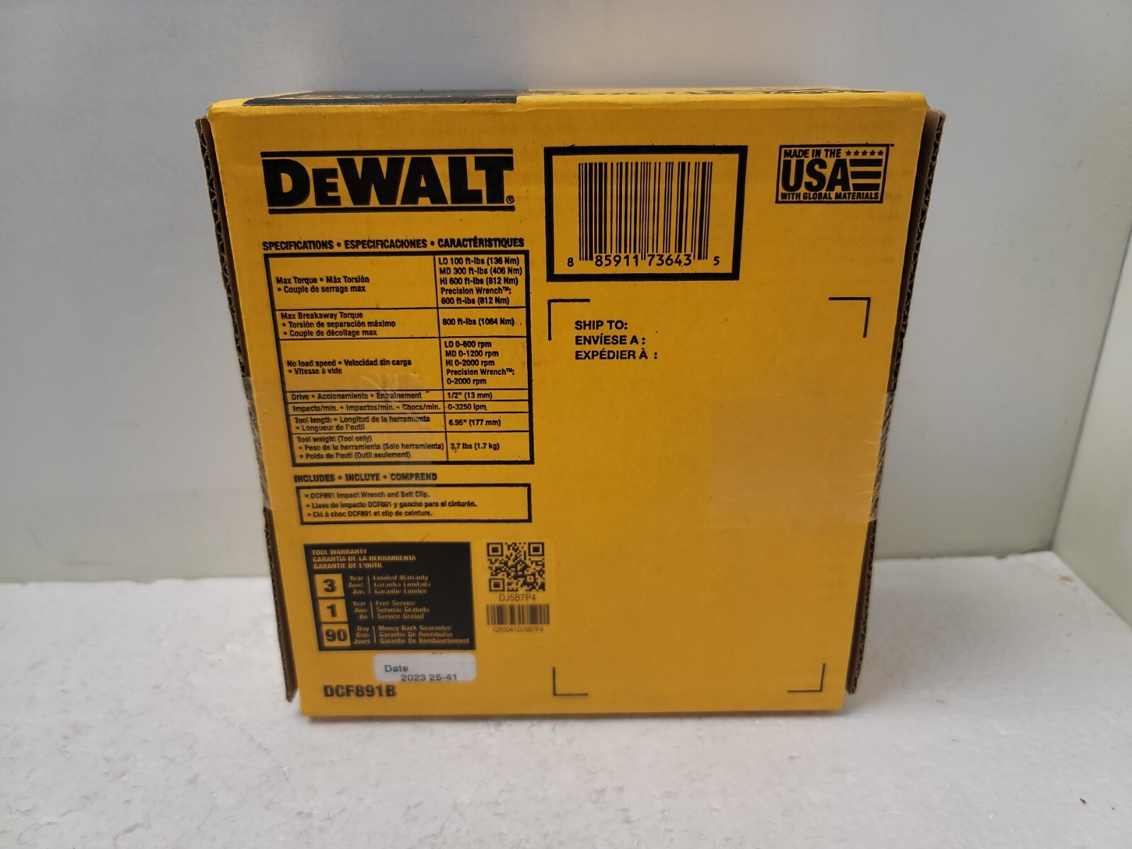 Dewalt 20V Max Xr 1/2'' Impact Wrench With Hog Ring Anvil Bare Tool