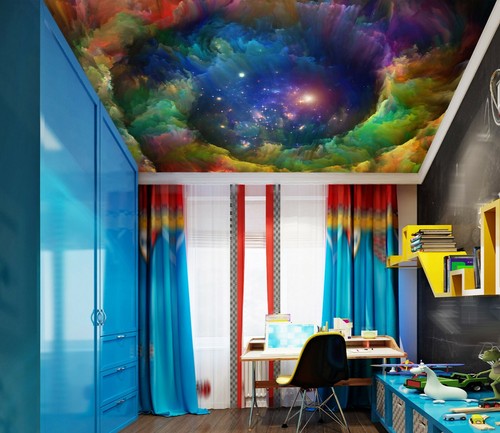 FHOMEY Papier peint Fresques 3D Photo Murale Espace Astronaute Terre Planète Système Solaire