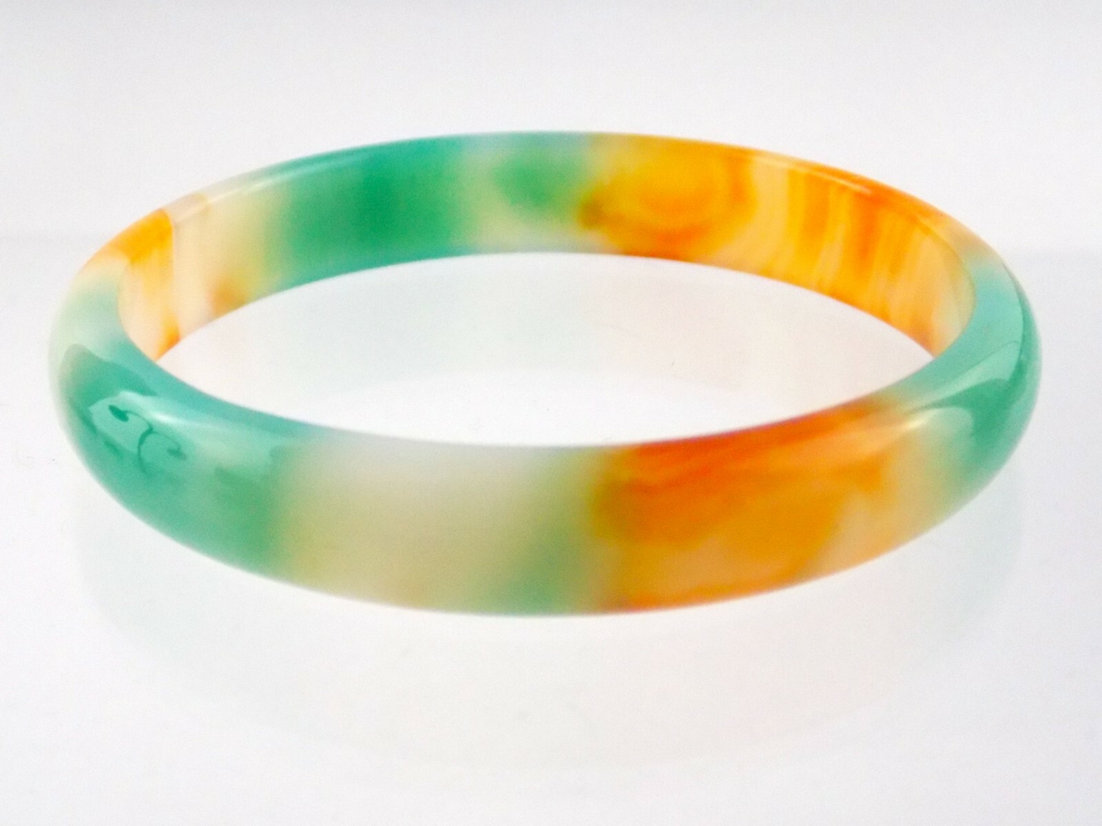 Multi Color Blue White Orange Solid Agate Bangle … - image 1
