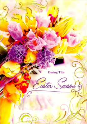 Purple and Yellow Floral Bouquet - Designer Greetings Easter Card