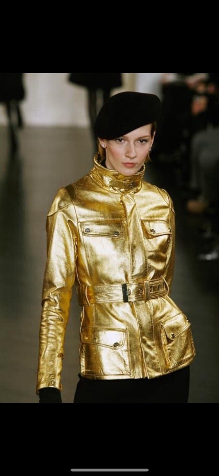 Ralph Lauren RLX Collection leather jacket gold medium