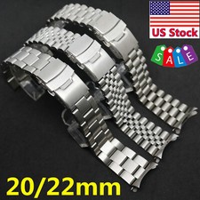 Steel Bracelet Watch Band Curved End Links Polished 20/22mm for Seiko SKX007 009