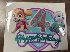 Paw Dog 4th Birthday Party Acrylic Cake Topper B15 