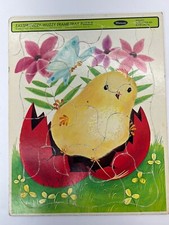 1966 Easter Fuzzy Wuzzy Chick Whitman Tray Puzzle  4526 Spring MCM