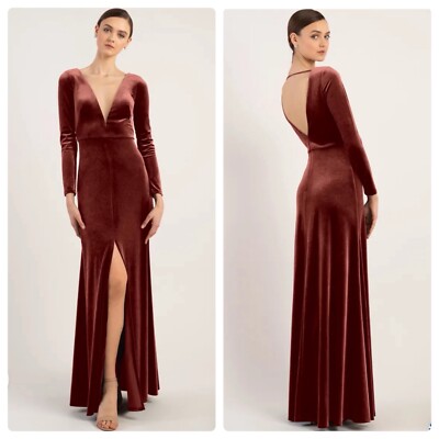 Jenny Yoo Malia Dress English Rose Long Sleeve Velvet Anthropologie Plus Sz  20