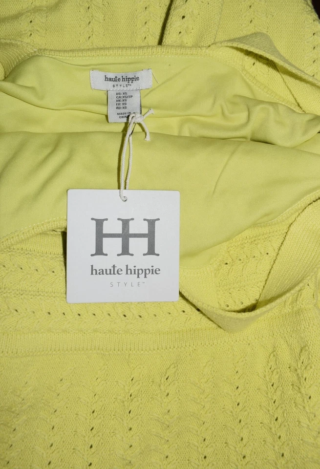 Новый женщин Haute хиппи бак платье XS желтый зеленый свитер миди без рукавов - Изображение 3 из 3