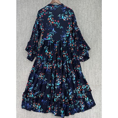 Jaase Women Maxi Dress Size XS Navy Blue Green Floral Long Sleeve Ruffle Hem | eBay Jaase Women Maxi Dress Size XS Navy Blue Green Floral Long Sleeve Ruffle Hem | eBay