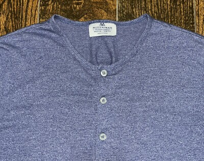 ハーヴィーメイス　　 フェザー12KgfTOP 【M size•S size】 Mens Mizzen & Main Trim Fit Longsleeve Blue Henley Shirt