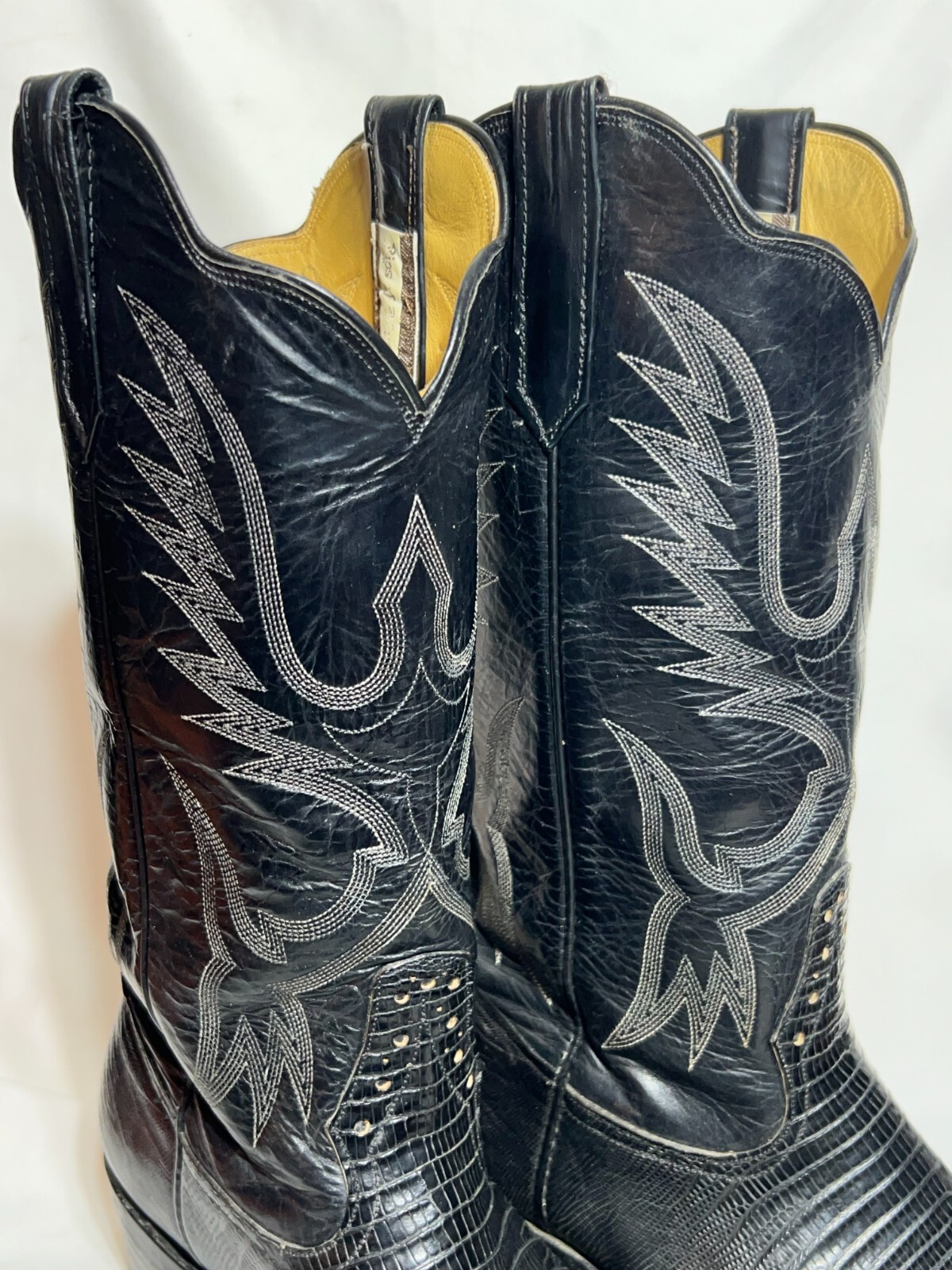 VINTAGE Rios Of Mercedes Exotic Teju Lizard Cowboy Boots Embroidered Men’s 10B image 3