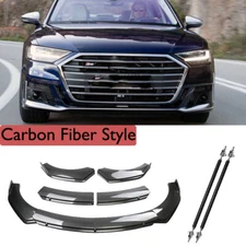 Front Bumper Lower Lip Spoiler Splitters Carbon Fiber Style For AUDI Body Kit