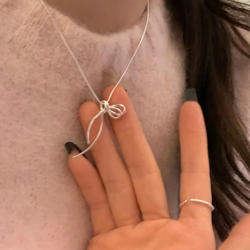 Bowknot Clavicle Chain Sweet French Superior Clavicle Chain Bow Necklace Women