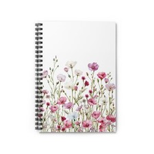Beautiful Spring Wildflowers Pink Spiral Notebook Ruled Line Flower Floral Boho