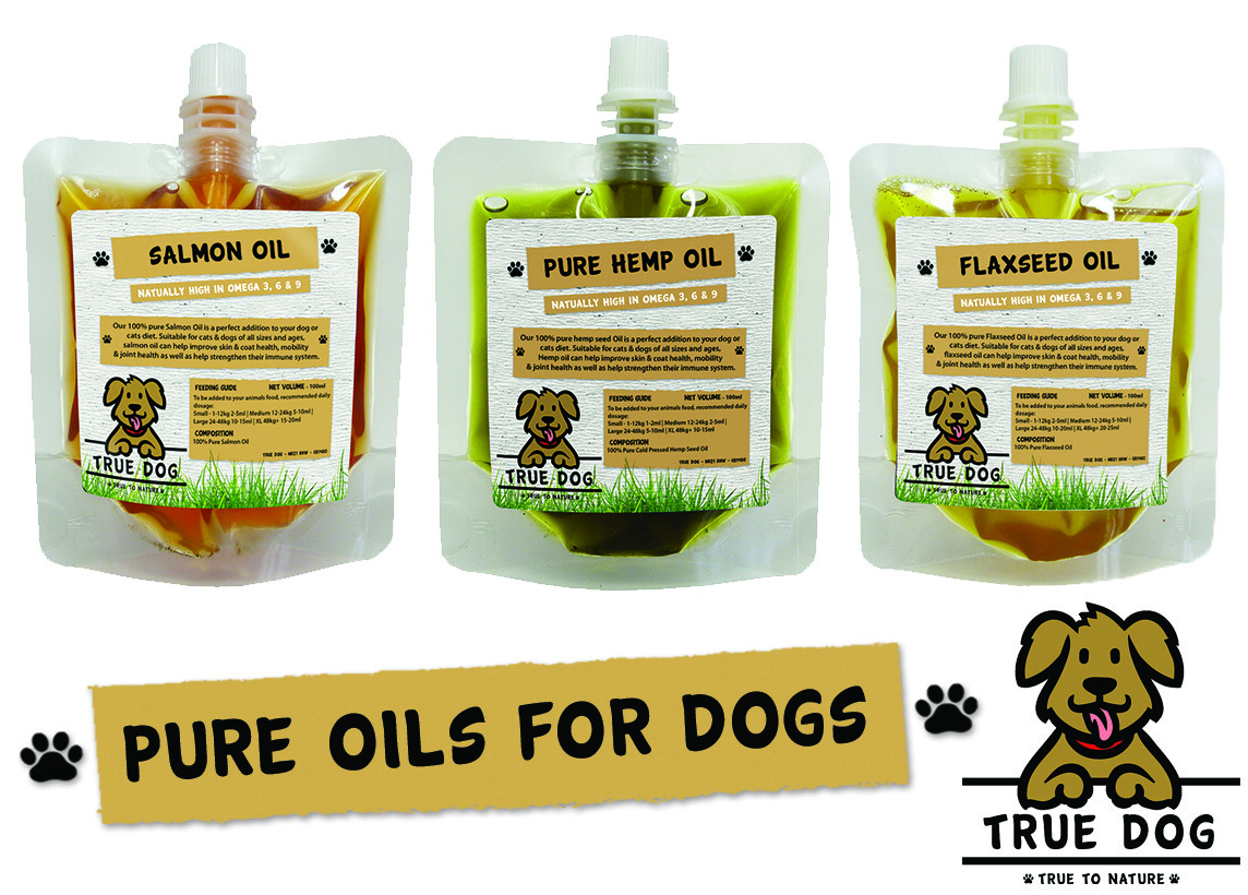 Pure Oils for dogs 100ml Hemp Oil, Salmon Oil or Flaxseed Oil