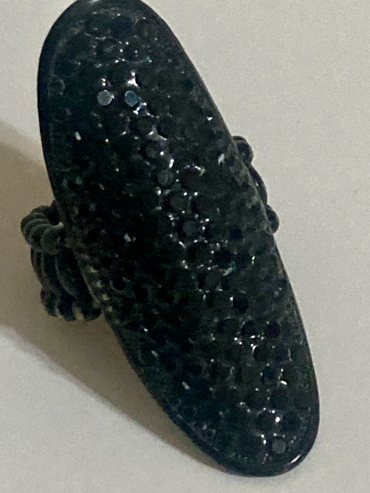 Black Statement Ring Stretch Adjustable Halloween… - image 1