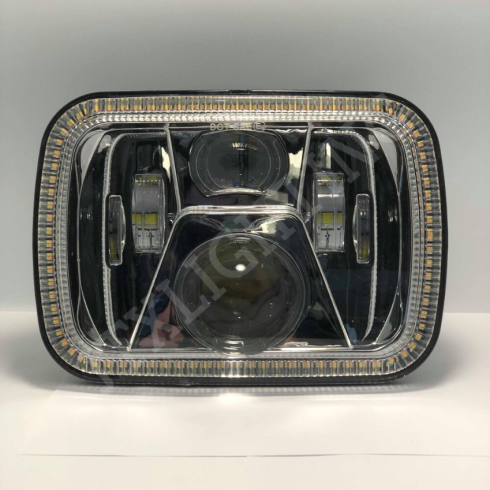 1 Pair, Chrome LED JTX Headlights, 5x7, White and Green Halo, suits MK Triton - Picture 2 of 12