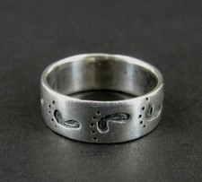 Ring Silver Footprints around Band Feet Sterling Silver 925 Size 5.75 Band Ring