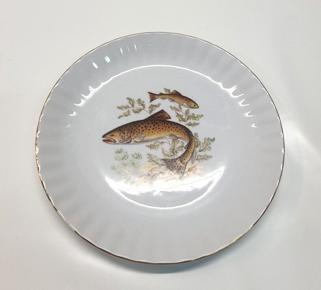E1) WUNSIEDEL BAVARIA Porzellan Germany Fischteller 24cm Forelle Fisch Motiv