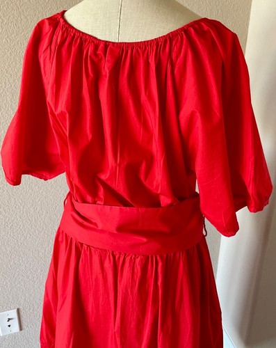 Vestido Midi ROBERTA ROLLER RABBIT Arria Día de San Valentín Campesino Plisado XL $198 Rojo - Imagen 9 de 11