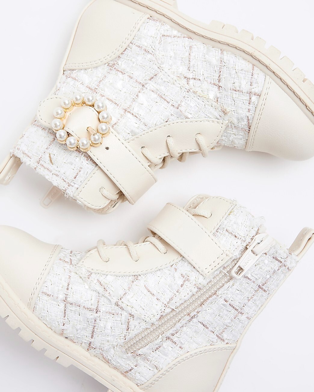 B/NEW Ltd Edition RIVER ISLAND MINI GIRLS Diamonte&Pearl BUCKLE BOOTS *SOLD-OUT* image 2