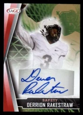 2022 SAGE Autographs Red Derrion Rakestraw Auto Tulane Green Wave #A-DR3