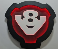 CUSTOM MADE SCANIA v8 leatherette smooth LED board 3D badge 55x50 cm