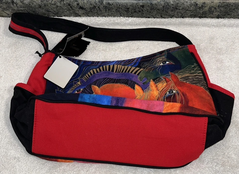 Bolso Laurel Burch “Wild Horses Fire” Hobo Cartera de Lona Vaquera Pintada Nuevo con Etiquetas Foto 3 de 4