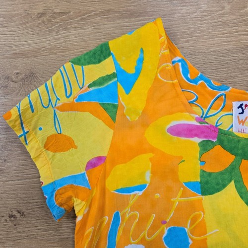 JAMS WORLD Lil People Dress Colorful Yellow Floral Chic Print Girls' Large 14 - Picture 4 of 8