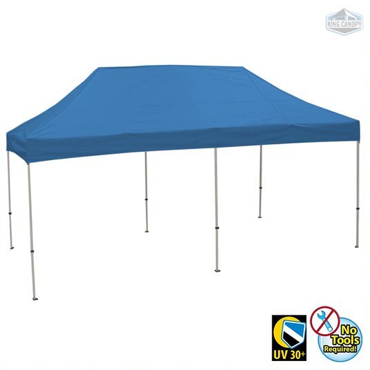 King Canopy TTSHAL20BL 10 x 20 ft. White Frame Instant Pop Up Tuff Tent with Blu