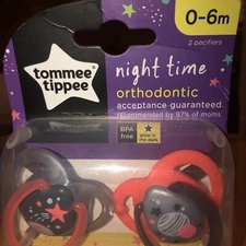 Tommee Tippee Night Time Pacifiers Baby 0-6 months BPA Free Space Star Glow Dark