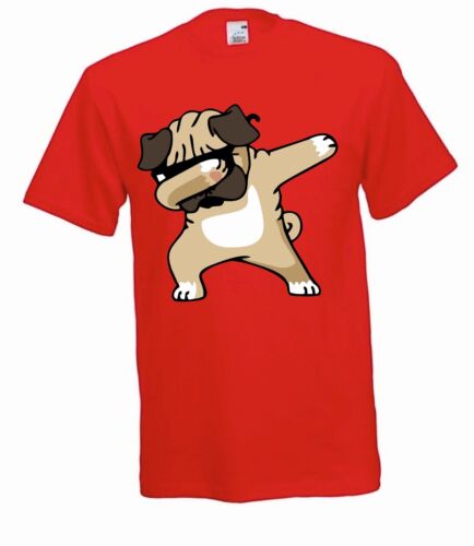 Nouveau T-shirt unisexe homme enfants carlin dabbing cadeau encolure ras-du-cou  - Photo 1/6