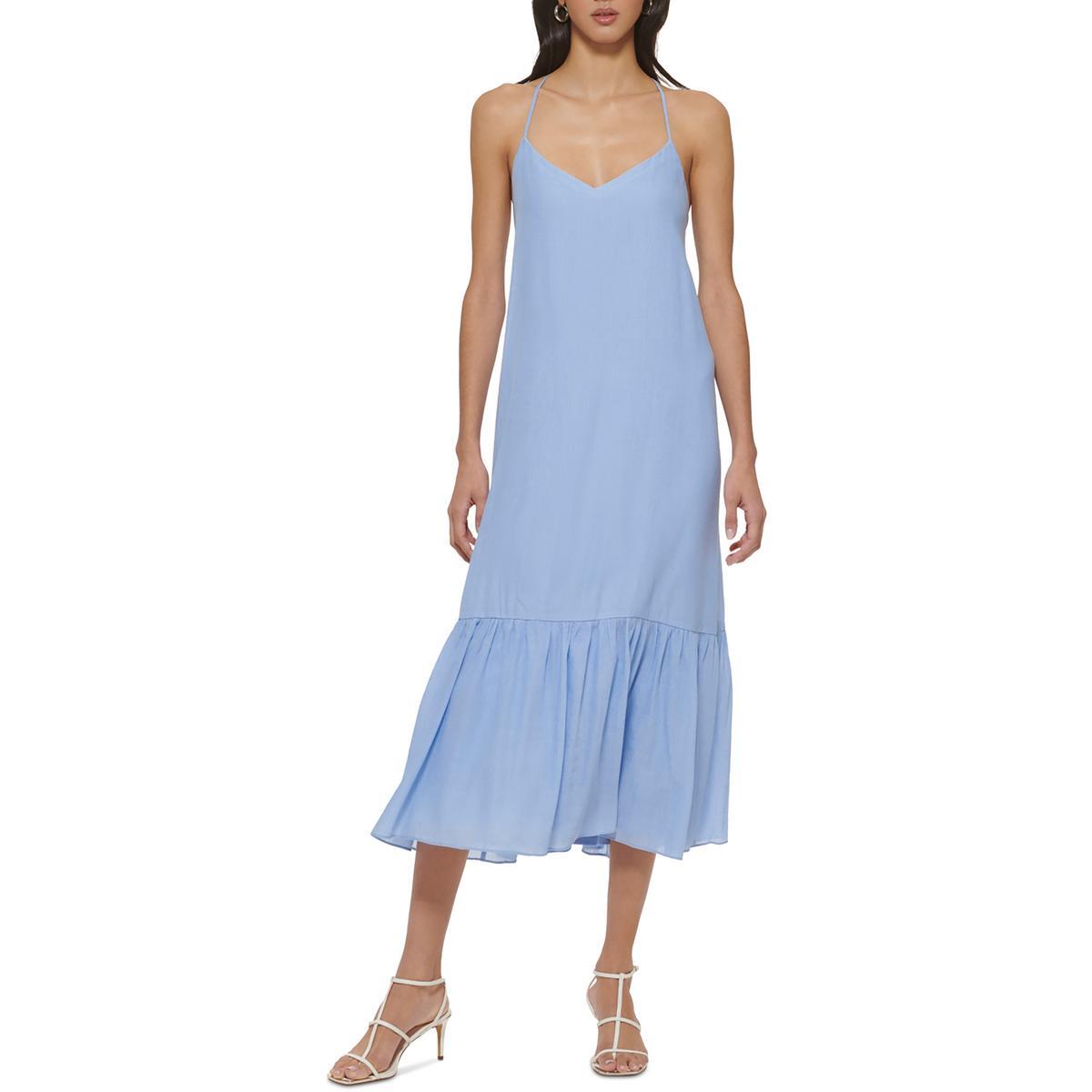 Женский синий сарафан из текстурированной вискозы DKNY L BHFO 1203