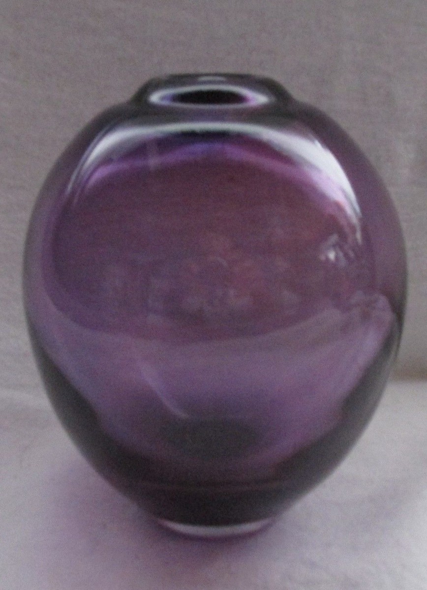 工芸品 Murano Glass Vase (Purple) Vintage Murano Ribbed Amethyst Purple Clear Sommerso Vase 11