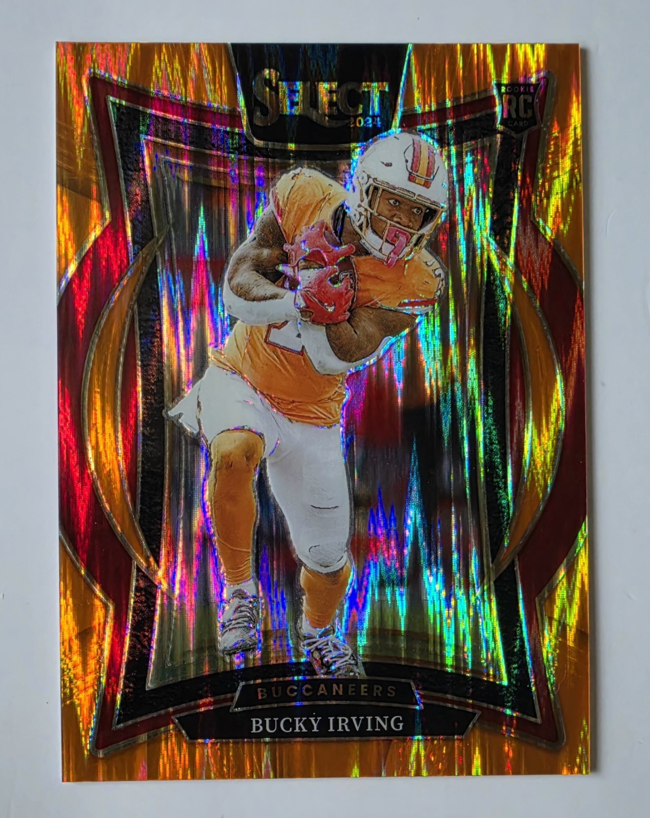 2024 Panini Select Bucky Irving Orange Shock Prizm RC /499 #4 Color Match