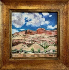 Colorado River Utah Red Rock Landscape Painting – Desert Canyon Clouds Wall Art