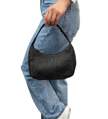 PRADA Sport Vintage Logo Wool Mini Bag Pochette Pouch Gray Black