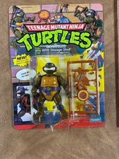 1990 Playmates TMNT Series 44 Back Donatello With Storage Shell NEW Unpunched