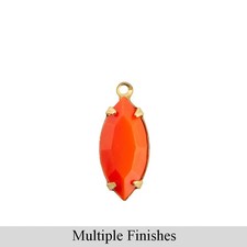 15x7mm Opaque Orange Faceted Glass Navette Stone in 1 Loop Setting