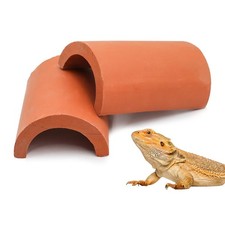 2 Pack Reptile Hide Cave, Natural Terracotta Lizard Habitat Hideout, Red