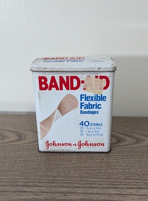 Vintage Johnson & Johnson Band Aid Flexible Fabric Bandages Tin