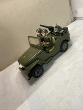 Nomura Army Jeep Japan Tin Litho Friction Air Defense Military Toy Car
