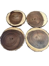 Lot Of 4 Acacia Solid Bark Slab Serving Boards 12” Decor Plant Stand