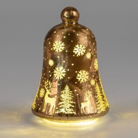Led Deko Glocke Frosty Winterzeit Hirsch Braun H. 18Cm Aus Glas Formano W25