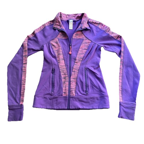 Ivivva Perfect Your Practice Jacket Purple Girls Size 10 Thumbhole Full Zipper