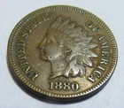 Nice 1880 Indian Head Penny Cent Fine F Natural Even Brown Toning Free Shipping